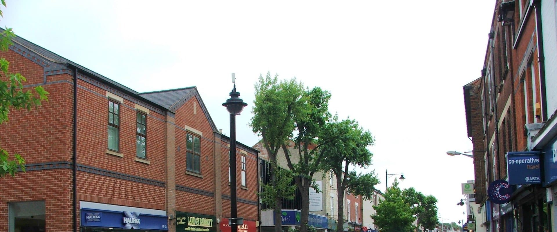 High Road, Beeston's pedestrianised main shopping street lined with shops