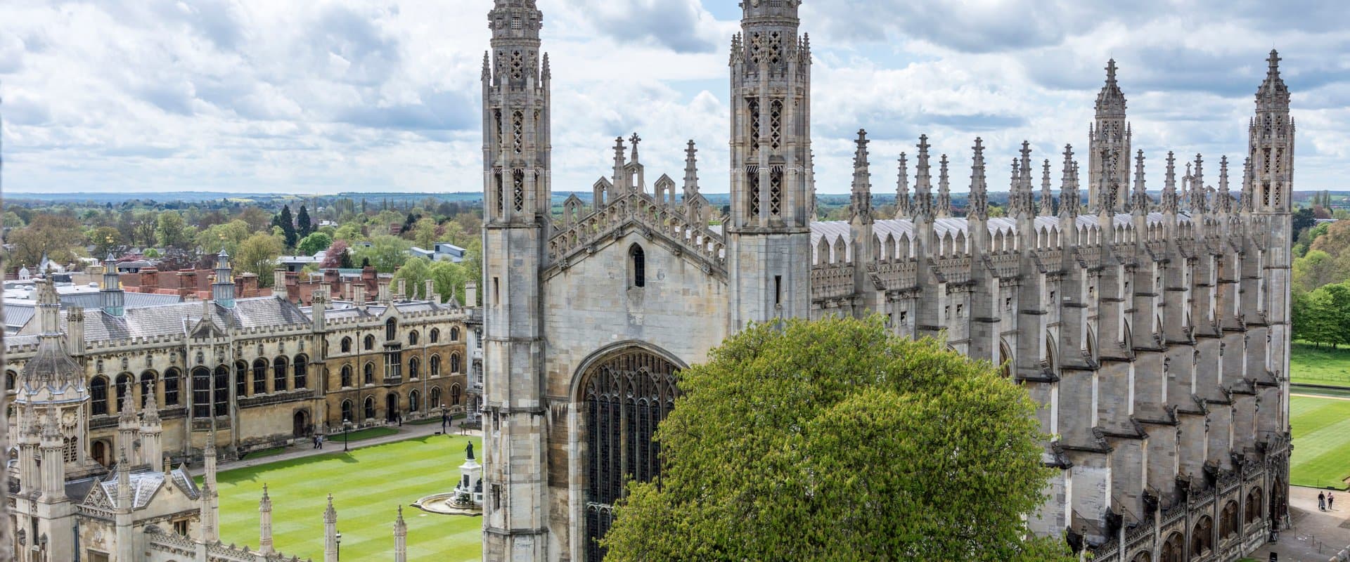 King's College Chapel's pinnacle towers, seen from Great St Mary's church tower