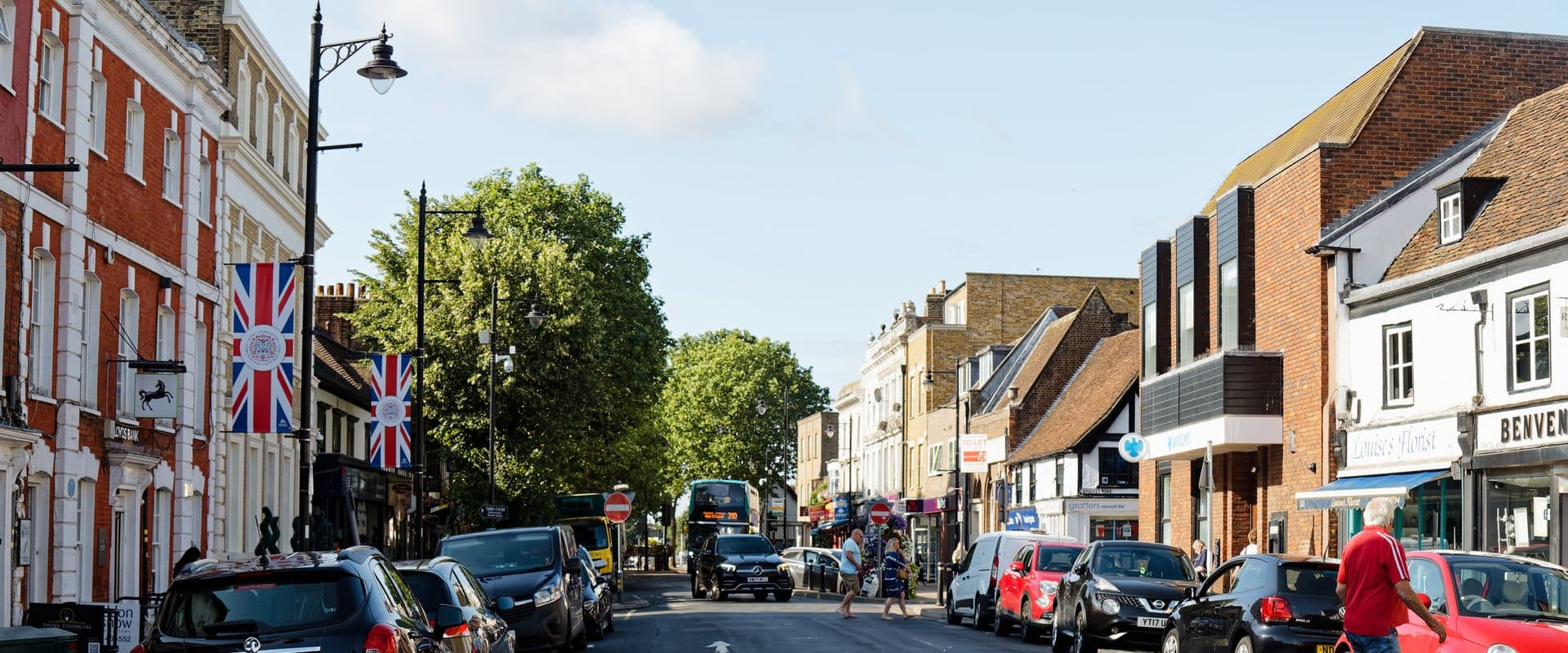 Hoddesdon High Street with its historic shopfronts