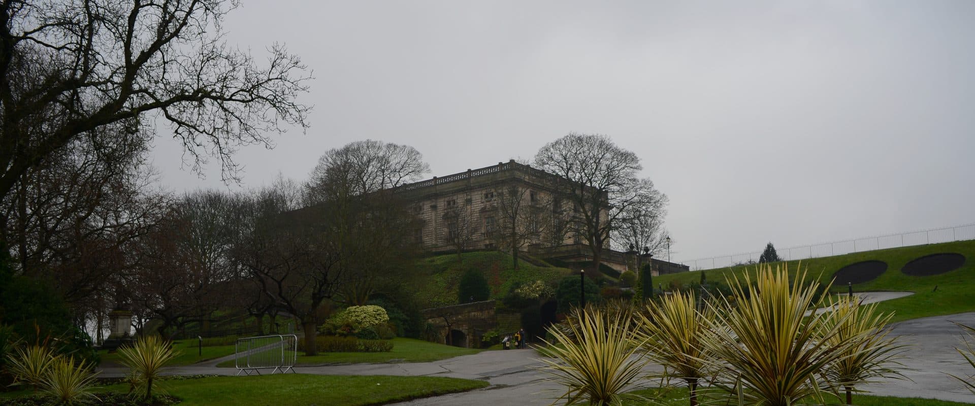 Nottingham Castle and Castle Rock viewed across its grounds in The Park Estate