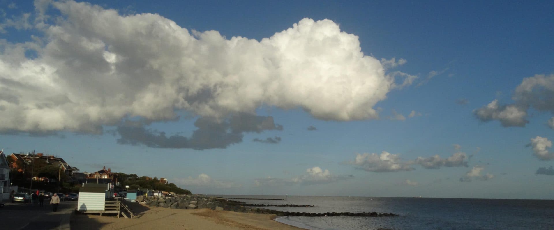 Felixstowe's coastal promenade near Undercliff Road East, with the seafront and beach stretching along the North Sea
