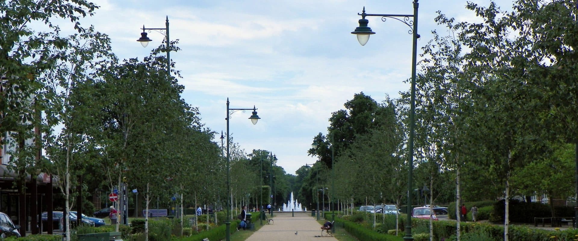 The Broadway in Letchworth Garden City lined with period architecture