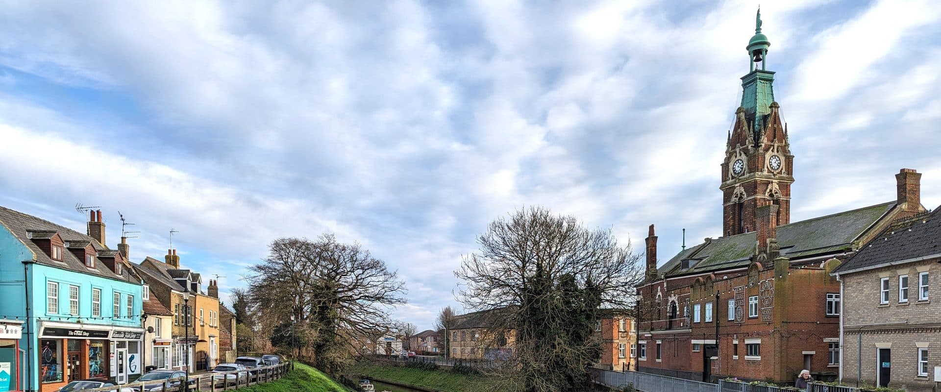 A view from the town bridge in March, Cambridgeshire, over the old course of the River Nene