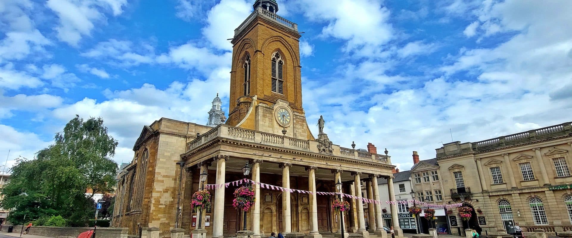 All Saints' Church, Northampton, with its dome, Ionic columns, and portico