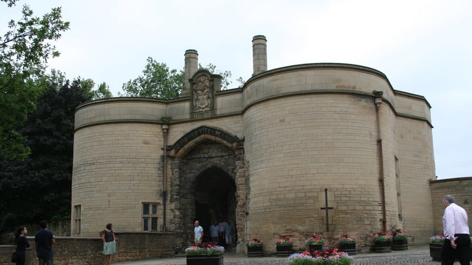 The gatehouse and outer bridge at Nottingham Castle