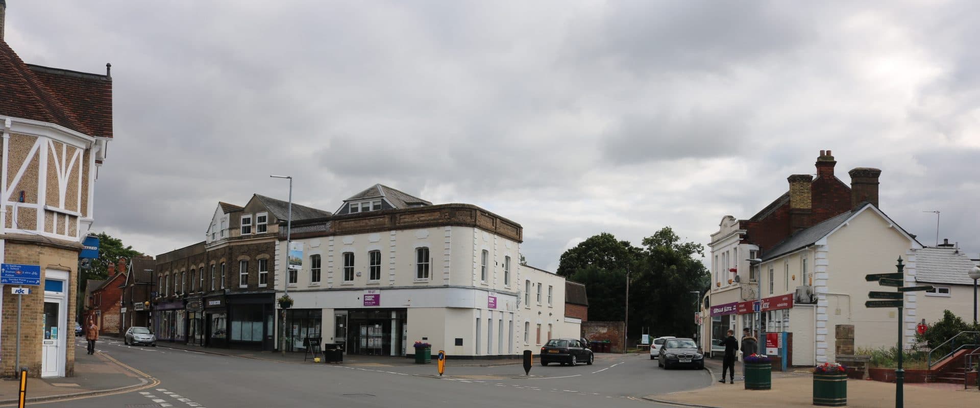 High Street in the town centre of Sandy, Bedfordshire